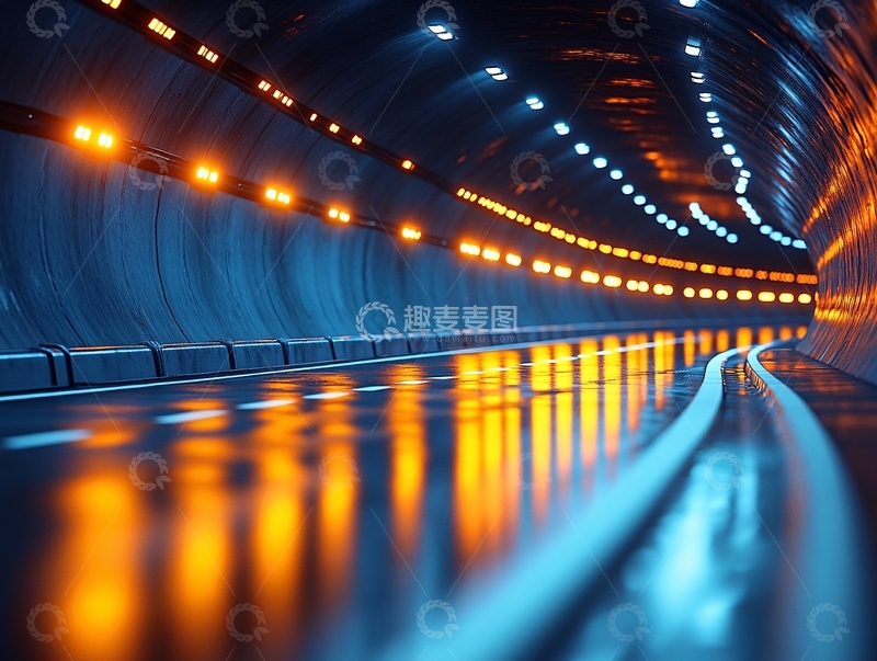 高清大图下载【趣麦麦图】隧道灯光透视10
