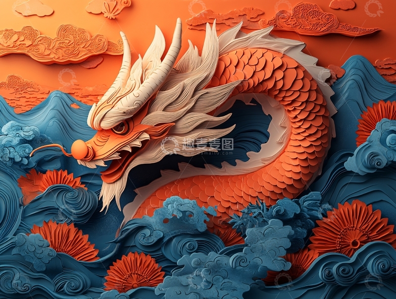 高清大图下载【趣麦麦图】龙立体图案3