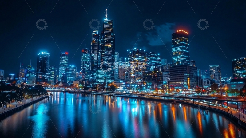 高清大图下载【趣麦麦图】澳洲墨尔本城市夜景8