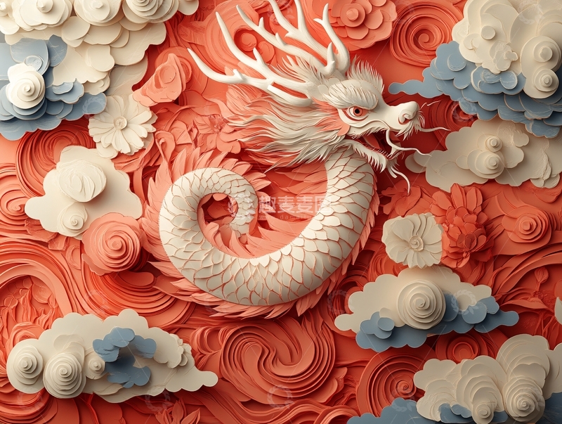 高清大图下载【趣麦麦图】龙立体图案1