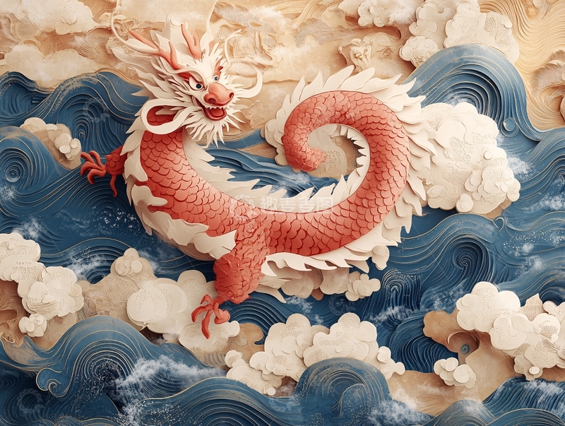 高清大图下载【趣麦麦图】龙年地垫插画