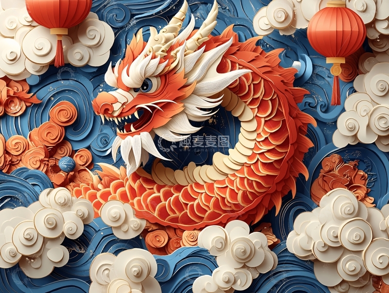 高清大图下载【趣麦麦图】龙年立体装饰12