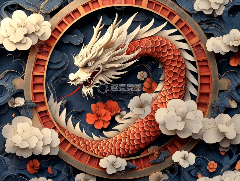 高清大图下载【趣麦麦图】龙立体图案9