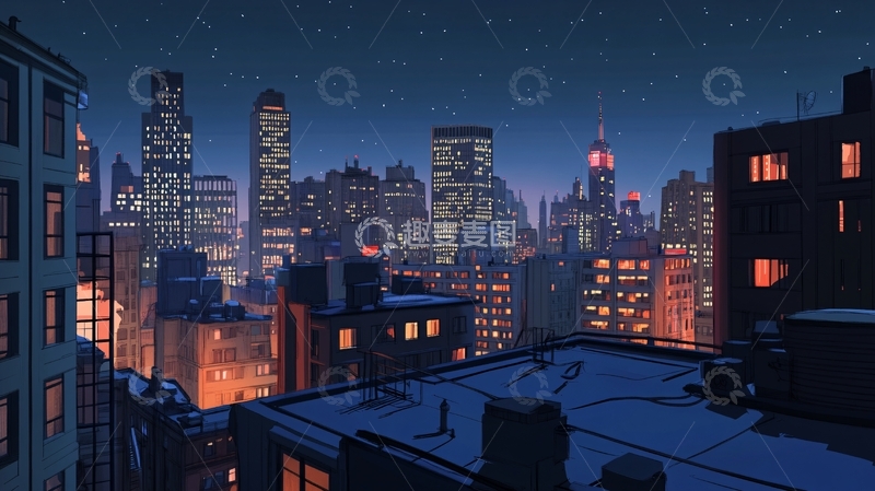 高清大图下载【趣麦麦图】底特律插画宣传背景2