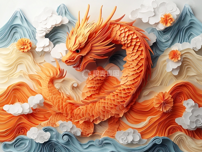 高清大图下载【趣麦麦图】龙立体图案5