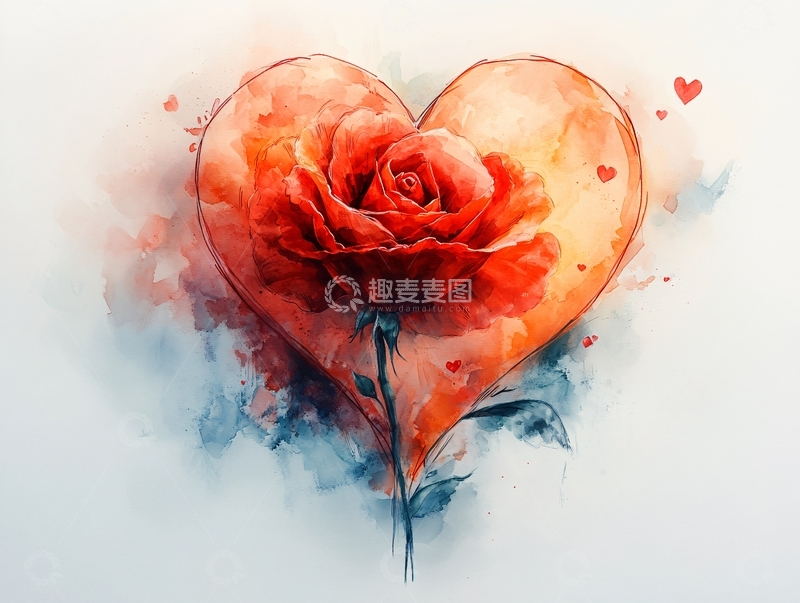 高清大图下载【趣麦麦图】爱情玫瑰插画