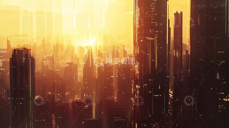 高清大图下载【趣麦麦图】日落城市插画28