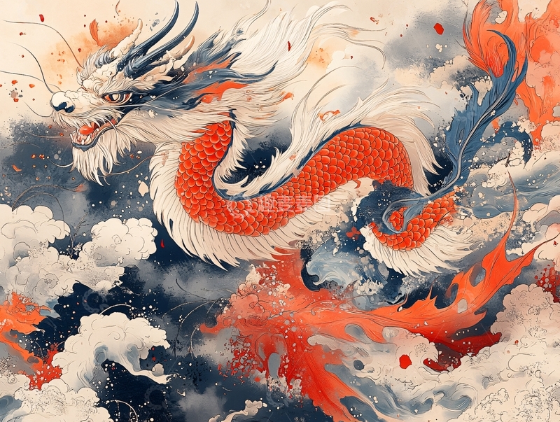 高清大图下载【趣麦麦图】龙凤插画上色2