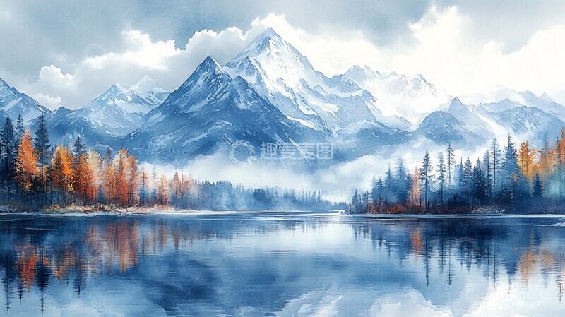 高清大图下载【趣麦麦图】冬季山水四季图