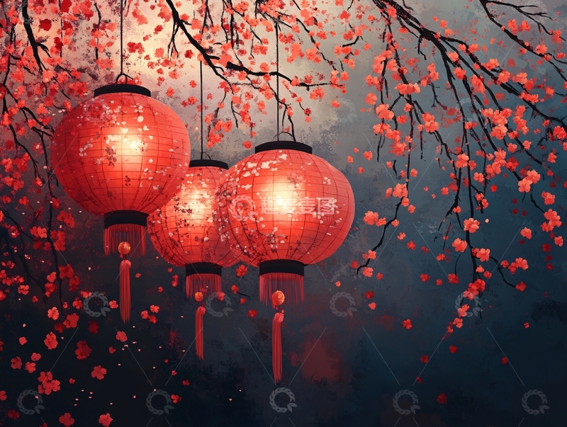高清大图下载【趣麦麦图】红灯笼插画2