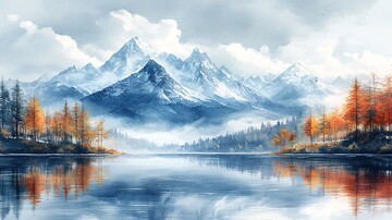 春夏秋冬四季水彩插画