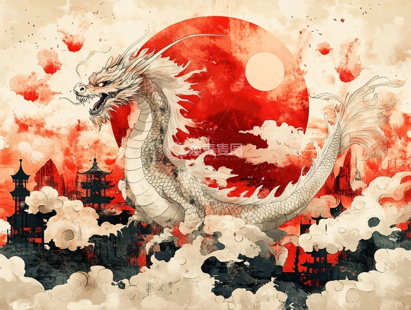 高清大图下载【趣麦麦图】插画龙年插画2