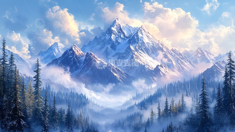 高清大图下载【趣麦麦图】雪山云端自然景观