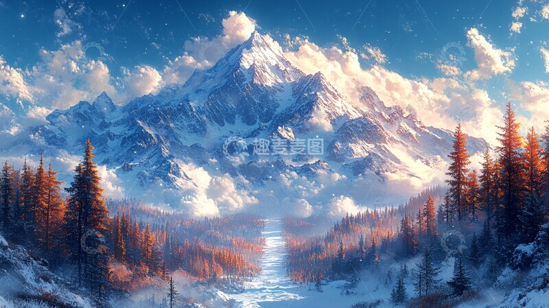 高清大图下载【趣麦麦图】雪山云海自然景观