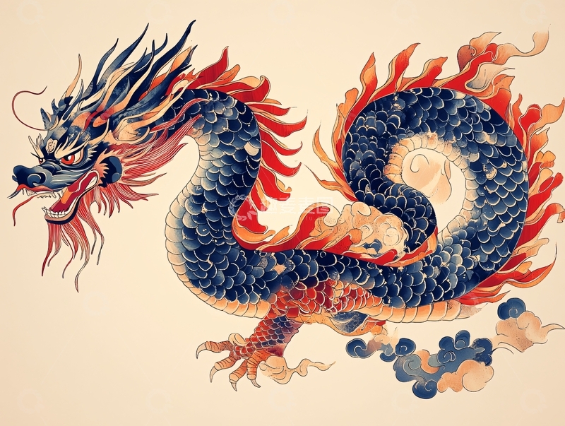 高清大图下载【趣麦麦图】传统龙插画