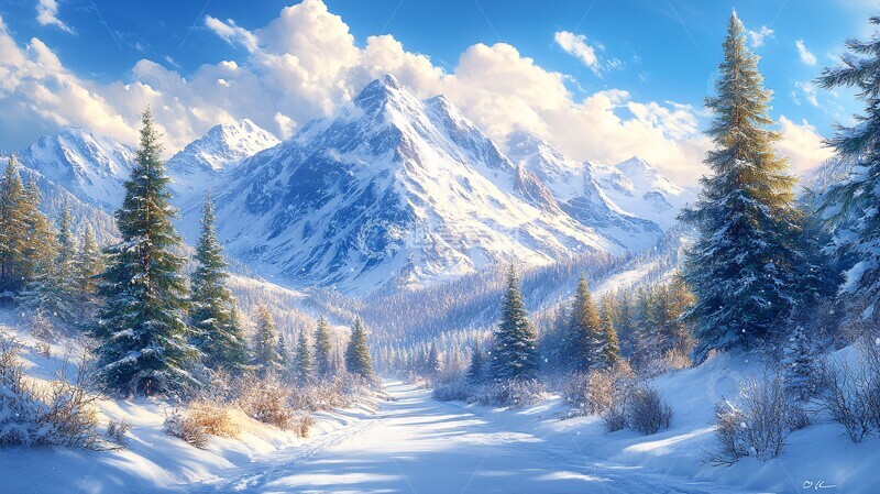 高清大图下载【趣麦麦图】雪景冬日雪山