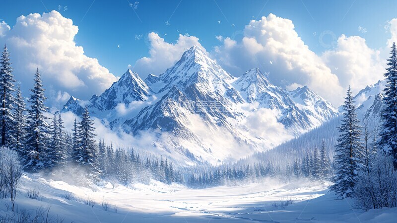 高清大图下载【趣麦麦图】雪山云景雪山自然松树