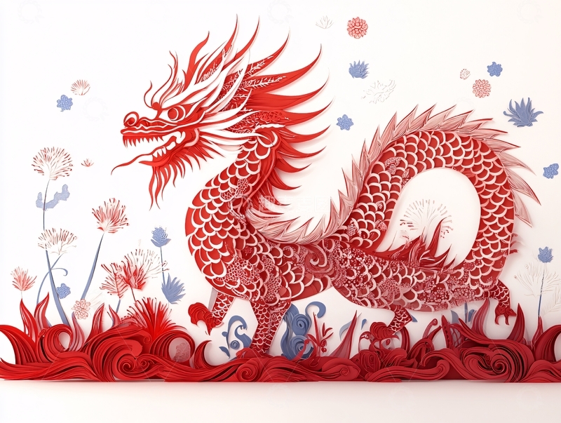 高清大图下载【趣麦麦图】手绘龙壁画1