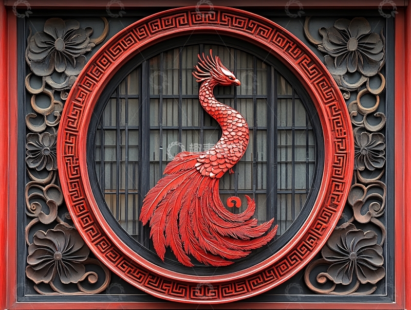 高清大图下载【趣麦麦图】凤凰砖雕装饰