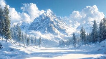小雪节气雪山雪景