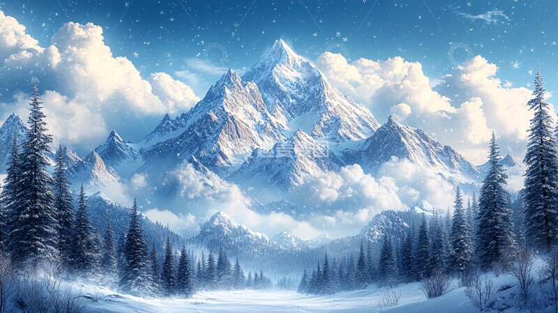 高清大图下载【趣麦麦图】雪山云景雪山新鲜环境