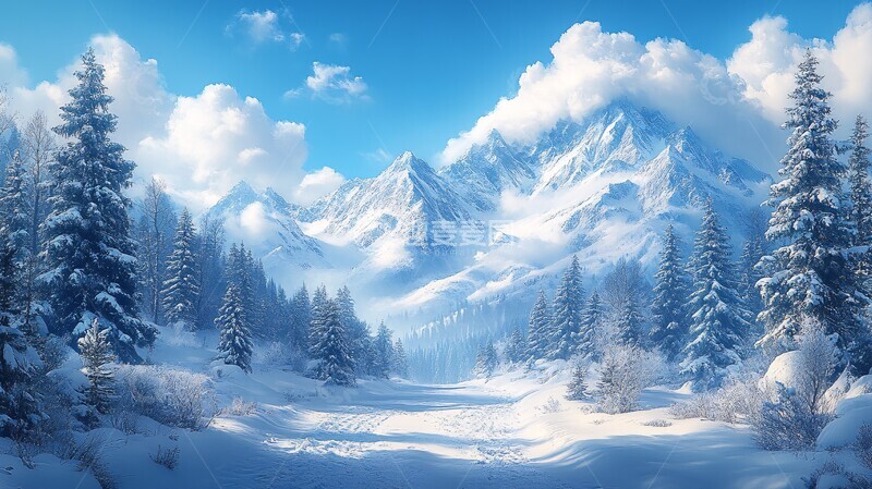 高清大图下载【趣麦麦图】大寒节气雪景图