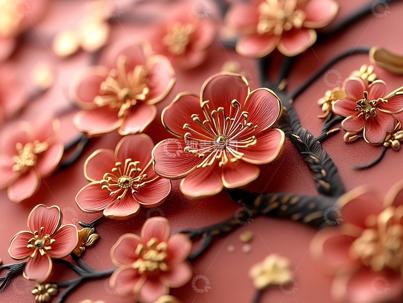 高清大图下载【趣麦麦图】立体梅花底纹11