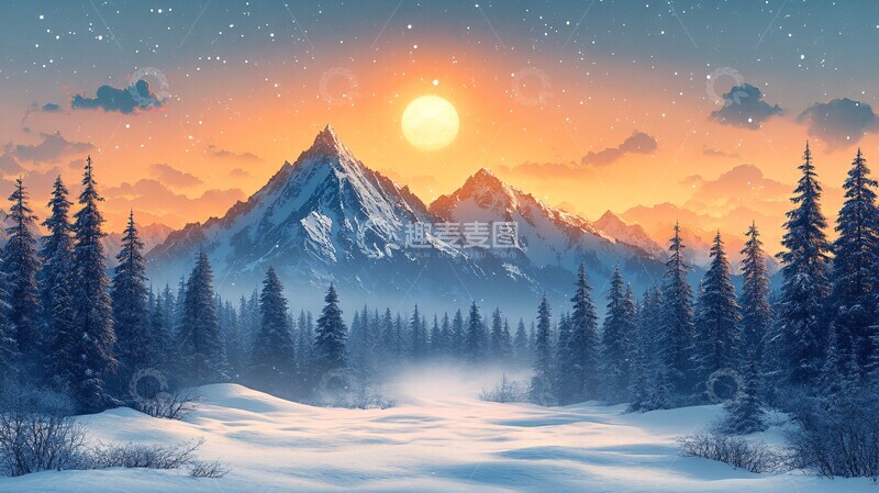 高清大图下载【趣麦麦图】雪山冬日雪景