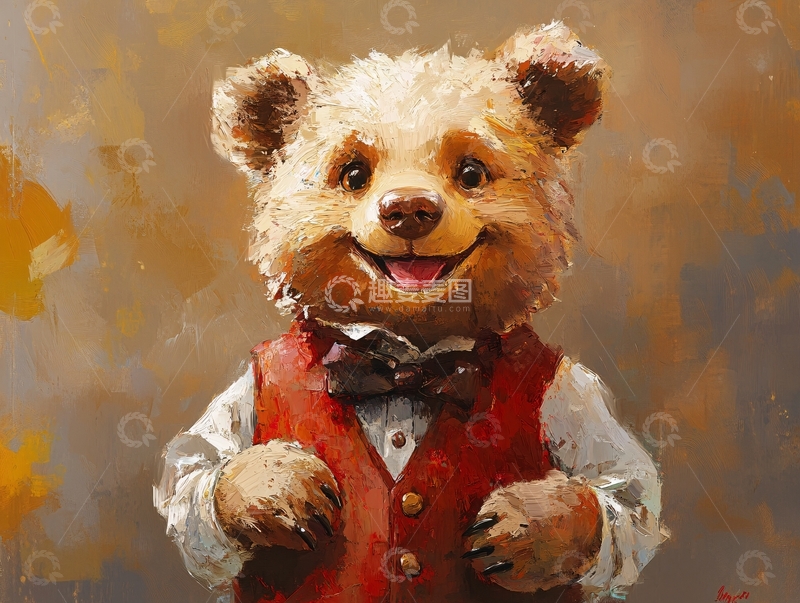 高清大图下载【趣麦麦图】玩偶熊手绘