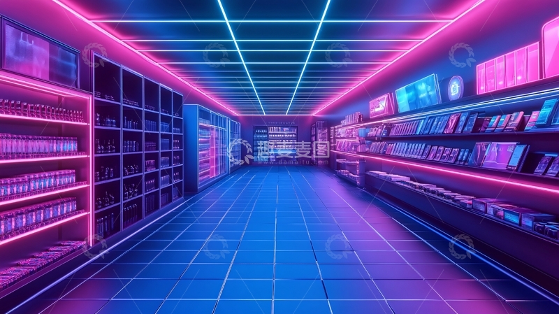 高清大图下载【趣麦麦图】霓虹灯过道5