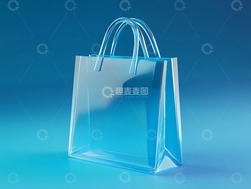 高清大图下载【趣麦麦图】蓝色渐变手提袋1