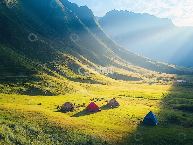 高清大图下载【趣麦麦图】阳光与帐篷1