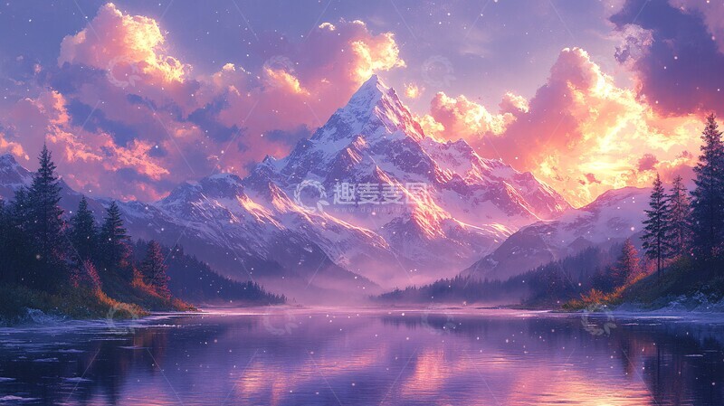 高清大图下载【趣麦麦图】雪山映湖雪山映湖自然