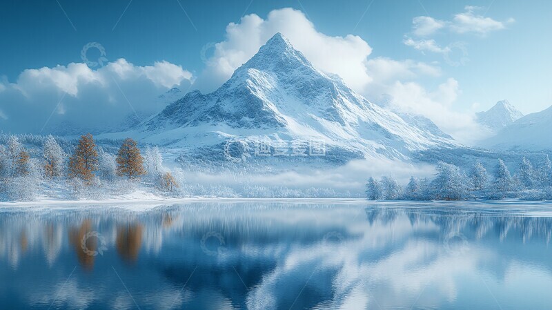 高清大图下载【趣麦麦图】白雪皑皑的群山映衬着多云的天空1