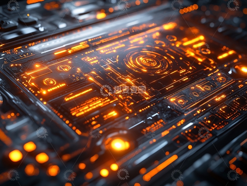 高清大图下载【趣麦麦图】-橙色科技智能背景2