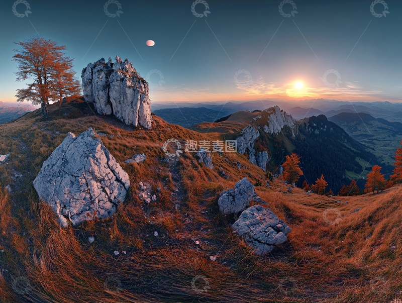 高清大图下载【趣麦麦图】山中秋景植被山石