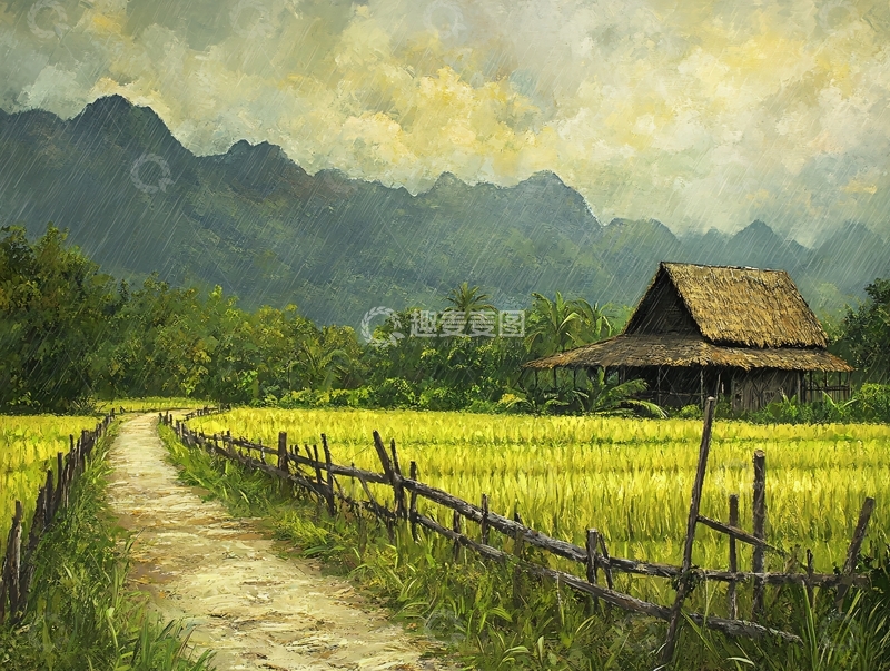 高清大图下载【趣麦麦图】雨中的乡村