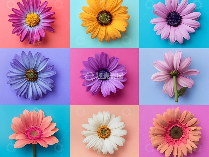 高清大图下载【趣麦麦图】彩色缤纷花朵炫丽绽放1