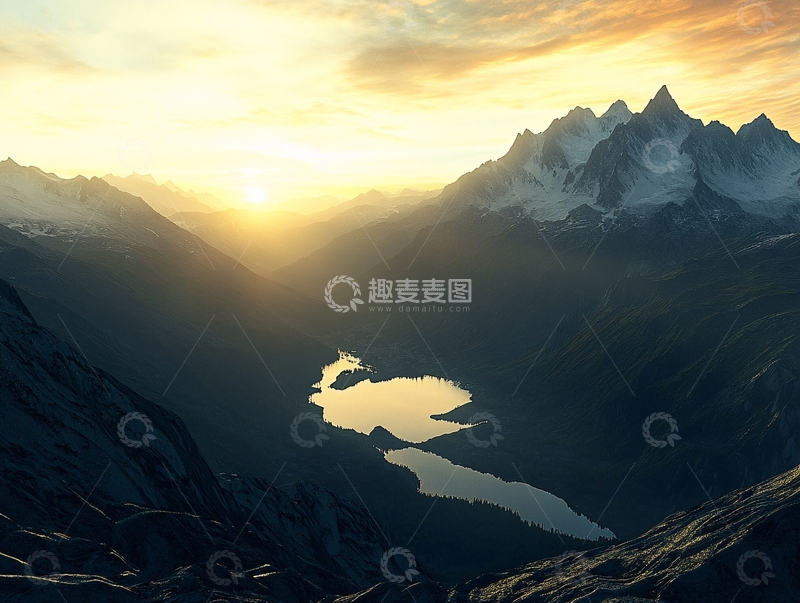 高清大图下载【趣麦麦图】姊妹湖日落