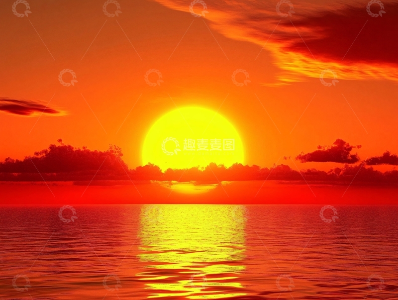 高清大图下载【趣麦麦图】太阳从海平面落下