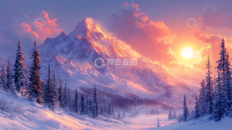 高清大图下载【趣麦麦图】雪山云海冬日景