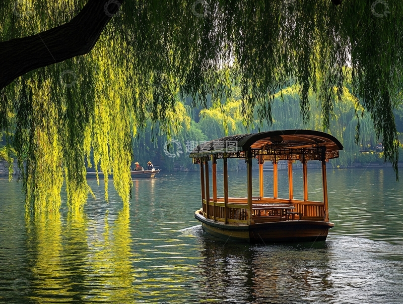 高清大图下载【趣麦麦图】水榭伴春柳