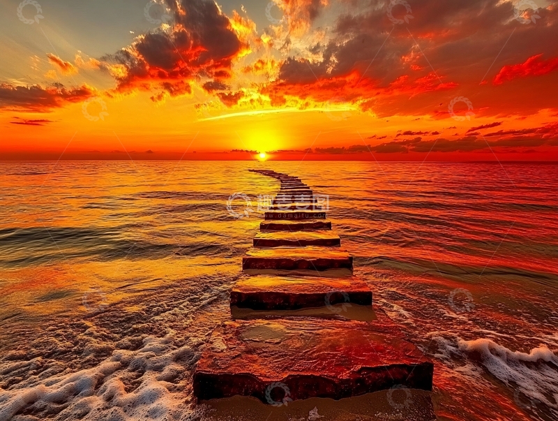 高清大图下载【趣麦麦图】唯美夕阳小路13