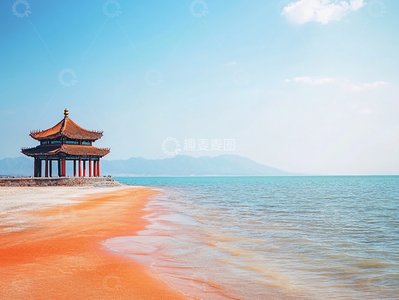 高清大图下载【趣麦麦图】湖畔沙滩风景