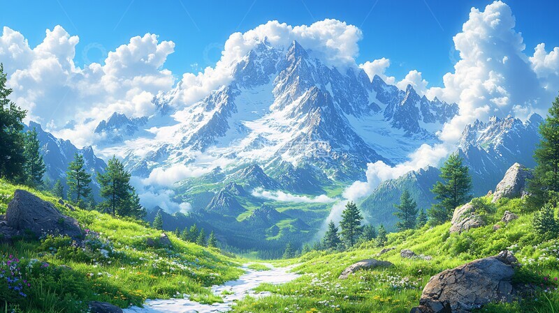 高清大图下载【趣麦麦图】山天空户外风景自然景色背景插图1