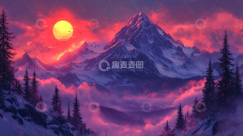 高清大图下载【趣麦麦图】雪山冬日风光