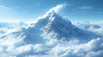 云中的雪山天空户外风景背景壁纸2