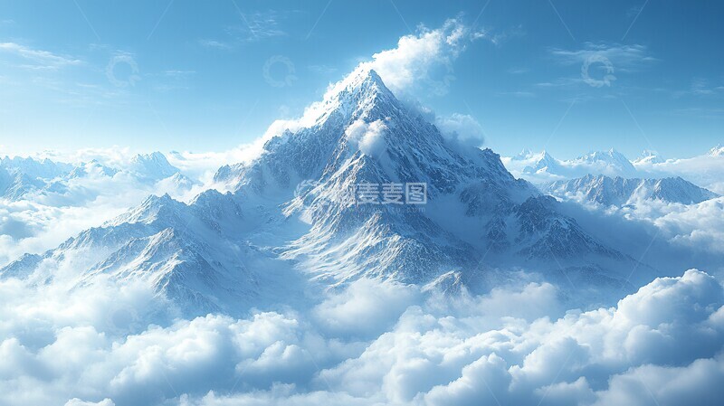 高清大图下载【趣麦麦图】云中的雪山天空户外风景背景壁纸2