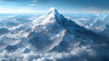 云中的雪山天空户外风景背景壁纸1