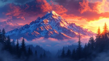 冬日山脉雪景图